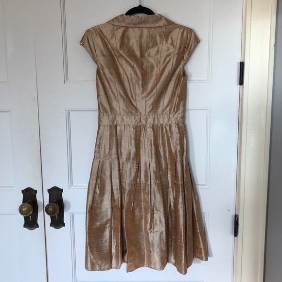 Kay Unger Gold Silk Cocktail Dress - Picture 4 of 5
